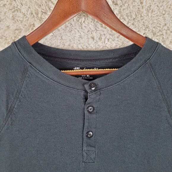 Madewell Shirt Men's Size XL Black Henley Long Sleeve Pullover 100% Cotton - Picture 2 of 10